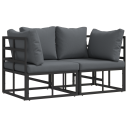  Utendørs Møbler med pute med pute 2 pcs Svart Aluminium
