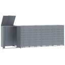  Søppeldunkskur for 5 dunker grå 345x79x117 cm stål