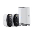 Baseus N1 Plus 2K Utendørs Overvåkningskamera Set - Hvit 2-Pack