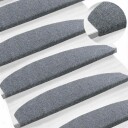  Selvlimende trappematter 15 pcs Lysegrå 80 x 24,5 x 3,5 cm