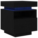  Nattbord med LED lamper 2 stk Svart Eik 40x39x48,5 cm
