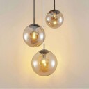 Lindby Teeja hengelampe, 3 glasskuler, rav