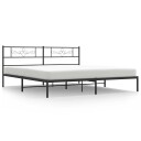 vidaXL Sengeramme i metall med sengegavl svart 183x213 cm