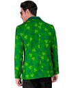 Grønn Saint Patrick"s Dressjakke med Trekløver Motiver til Herre   Medium