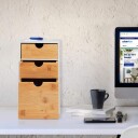 Bambus Desk Organizer med 3 skuffer for hjemmekontor