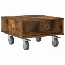 vidaXL Sidebord med hjul Røkt eik 50,5 x 50 x 30 cm Konstruert tre