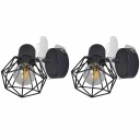  Vegglamper med LED-glødepærer 2 stk industriell stil trådramme svart