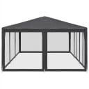 Festtelt med 10 sidevegger av netting antrasitt 6x4 m HDPE