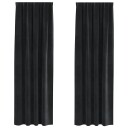  Gardiner med gardiner 2 pcs Svart 140 x 225 cm Fløyel