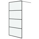 Dusjvegg svart 100x195 cm frostet ESG-glass