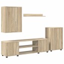  TV benksett Veggmontert 4 pcs Sonoma eik Konstruert tre