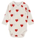 Petit Bateau Body ML 3-pak White/Red Hearts 12 mdr/74