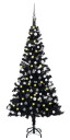 vidaXL Kunstig juletre med LED og kulesett 150 cm PVC svart
