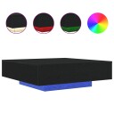  Kaffebord med LED lys Svart Eik 100x100x31 cm