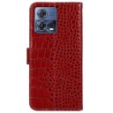 Crocodile Series Motorola Moto S30 Pro Lommebok-deksel i Lær med RFID Rød