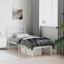 vidaXL Sengeramme i metall med hodegavl hvit 75x190 cm 8721012303010