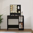 vidaXL Sminkebord med LED svart 86,5x35x136 cm
