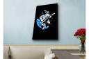 Lerretsbilde med LED belysning Astronaut spiller gitar i rommet Svart / Blå / Hvit