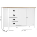 vidaXL Skjenk Hill Range hvit 130x40x80 cm heltre furu