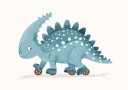 Blue Dinosaur on Wheels Plakat Plakat / 40x50cm