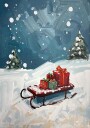 Schlitten mit Geschenken Plakat Plakat / 50x70cm