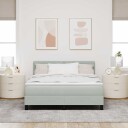  Box Spring Seng med Madrass & LED Lys Lys Grå 140x190 cm Fløyel