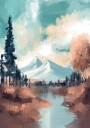 River in a Mountain Valley Plakat Plakat / 40x50cm