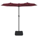 vidaXL Parasoll dobbelt hode med LED vinrød 316x240 cm