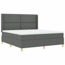  Box Spring Seng med Madrass & LED Mørkegrå 180x200 cm Stoff