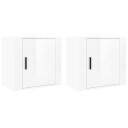 vidaXL Veggmonterte nattbord 2 stk høyglans hvit 50x30x47 cm