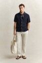 GANT Reg Gmnt Dyed Linen Ss Camp Shirt   Navy   XXL