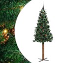  Slim juletre med 300 LED grønn 180 cm PVC og Massivt Furu tre