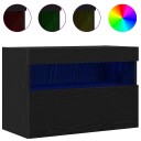  TV veggskap med LED lys 2 stk Svart Eik 60x30x40 cm