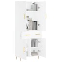 vidaXL Highboard hvit 69,5x34x180 cm konstruert tre 8720845475598