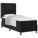  Box Spring Seng med Madrass Svart 80x200 cm Fløyel