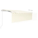 vidaXL Automatisk markise rullegardin vindsensor LED 4x3 m kremhvit