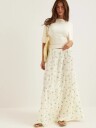 Bubbleroom Flounce Maxi Skirt Cream XL