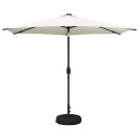 vidaXL Hageparasol med LED lamper og fot 300 x 300 cm Polyester Krem