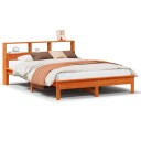  Seng med bokhylle uten madrass voksbrun 120x200 cm heltre furu 8721158397294