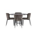 Venture Home Copenhagen Spisegruppe 115 cm Rund med 4 Modesto Stoler Mørk grå