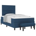  Box Spring Seng med Madrass & Benk Blå 120x200 cm Stoff