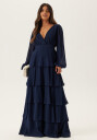 Goddiva Long Sleeve Tiered Maxi Dress