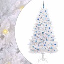 vidaXL Kunstig sammensatt juletre med 300 LED Hvit 210 cm PVC og stål