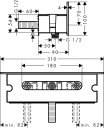 Hansgrohe Fixfit Porter Square Slangeut. Med integrert hylle, Hvit Glass/Krom