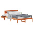  Sengeramme med nattbord Voksbrun 140 x 200 cm Heltre furu
