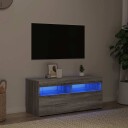 vidaXL TV-benk med LED-lys grå sonoma 90x35x40 cm