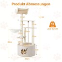 Klosetårn med hule og hengekøye – 141 cm, tre