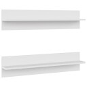 vidaXL Vegghyller 2 stk hvit 80x11,5x18 cm sponplate