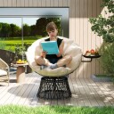 Papasan stol rotting 360° roterende kurvstol med pute diameter 90 cm rund utendørs rottingstol svingstol lounge stol hvilestol f