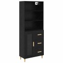  Høyskap 2 pcs Svart Eik 69,5 x 34 x 180 cm Konstruert tre